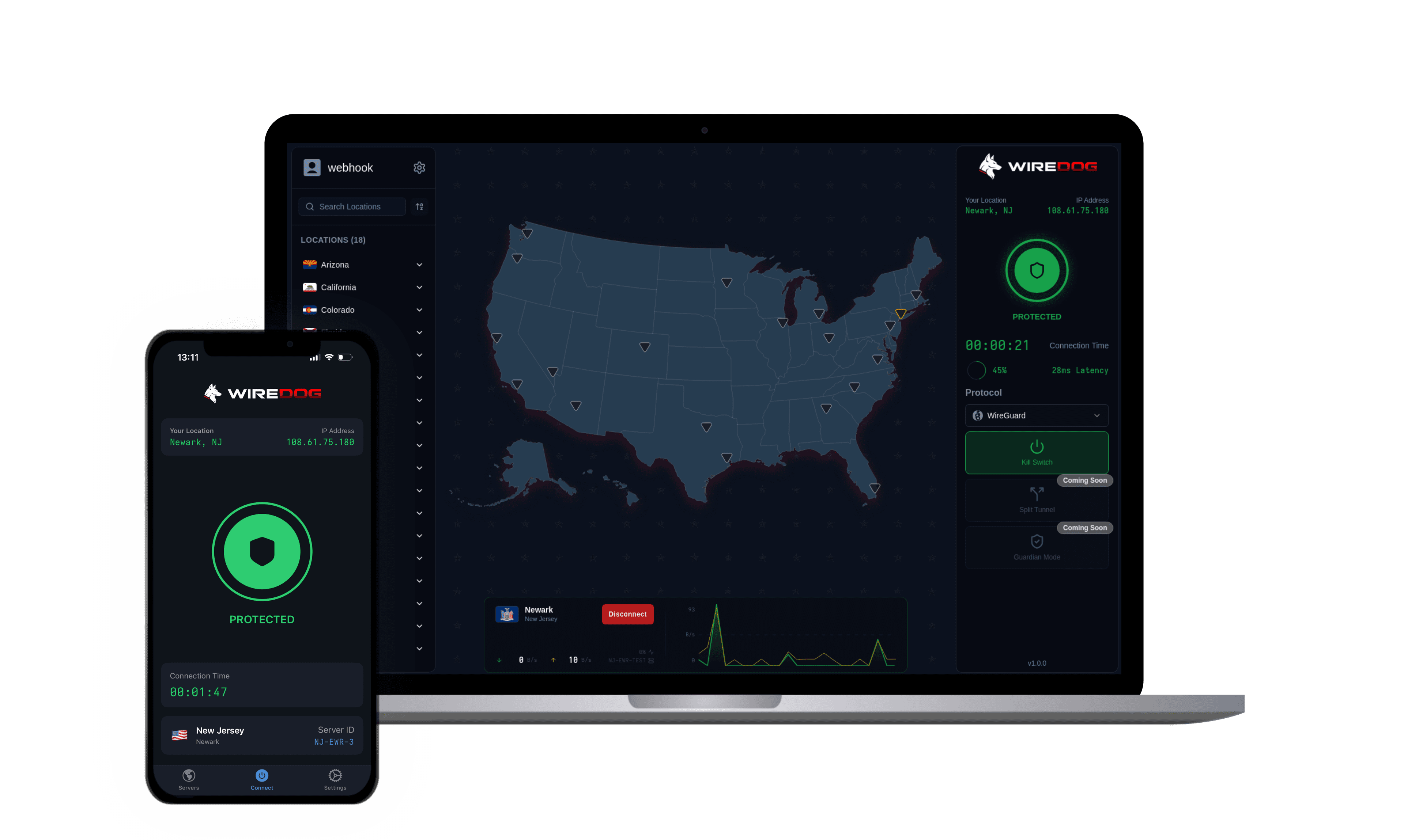 WireDog VPN App Interface