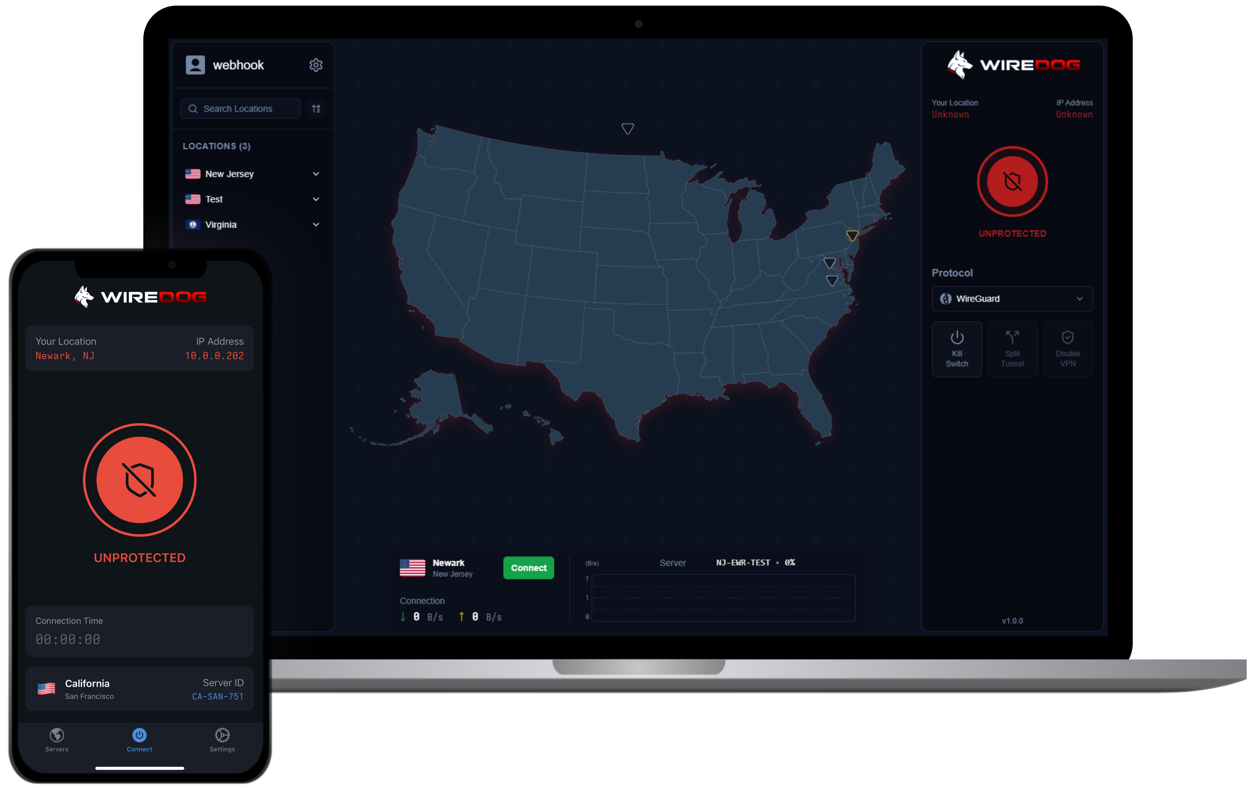 WireDog VPN App Interface